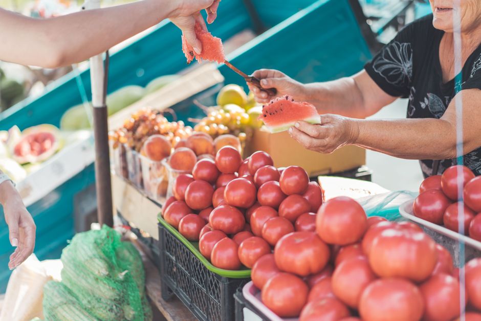 Seasonal produce at farmers market