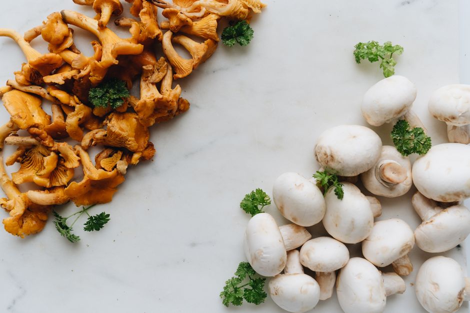 Fresh mushrooms stored in paper bag