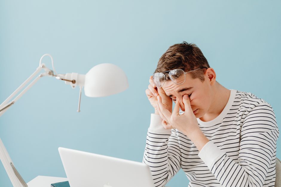 Person doing eye relaxation exercise