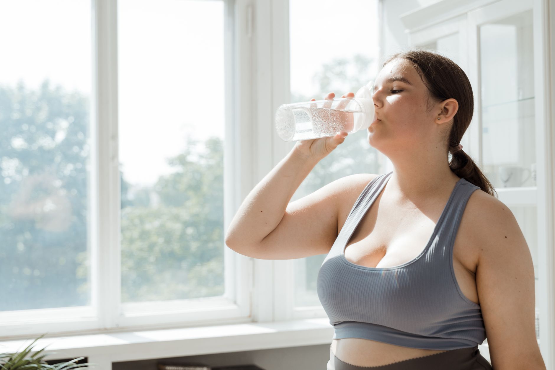Glass of water as healthy morning beverage alternative to coffee