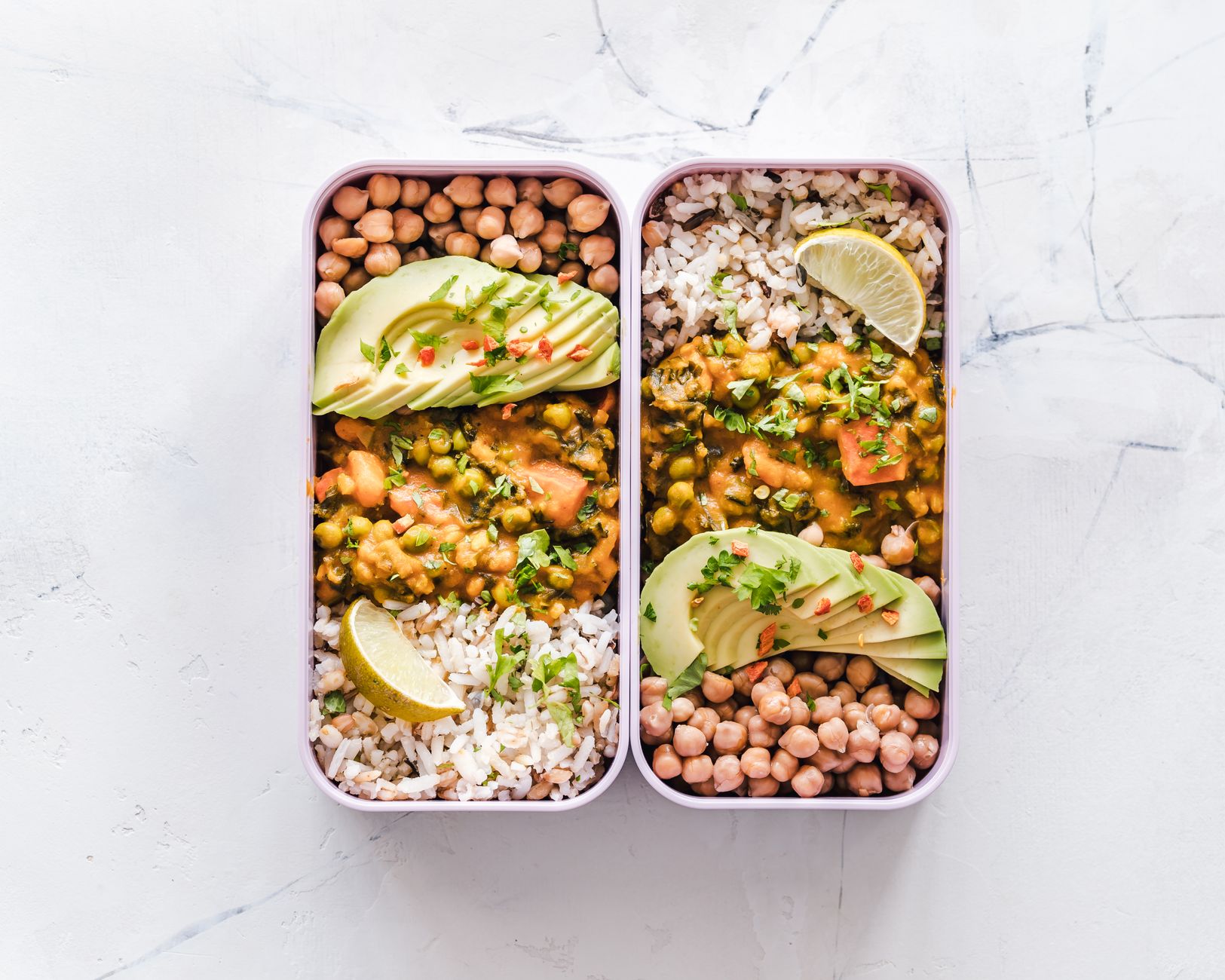 Organized meal prep containers with healthy food