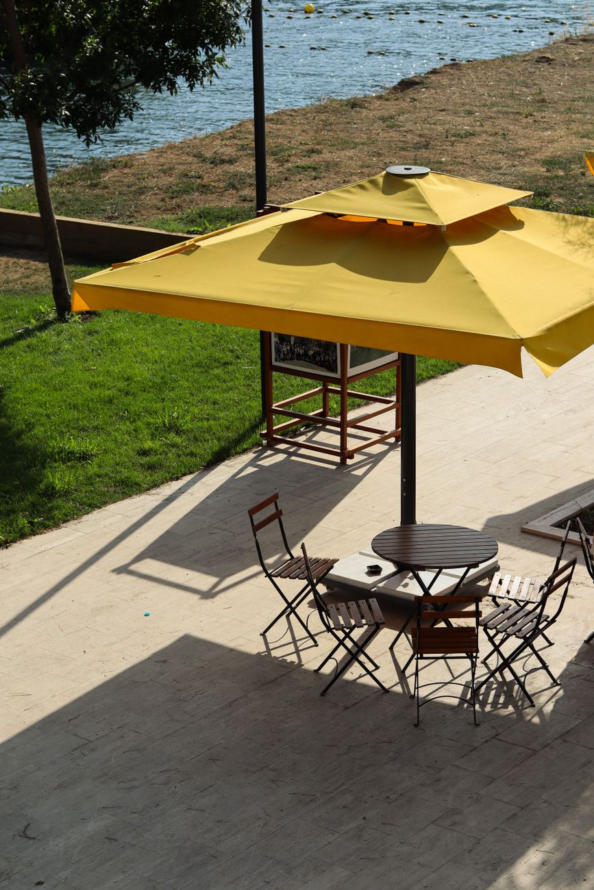 patio umbrella, wind, summer, outdoor, anchor