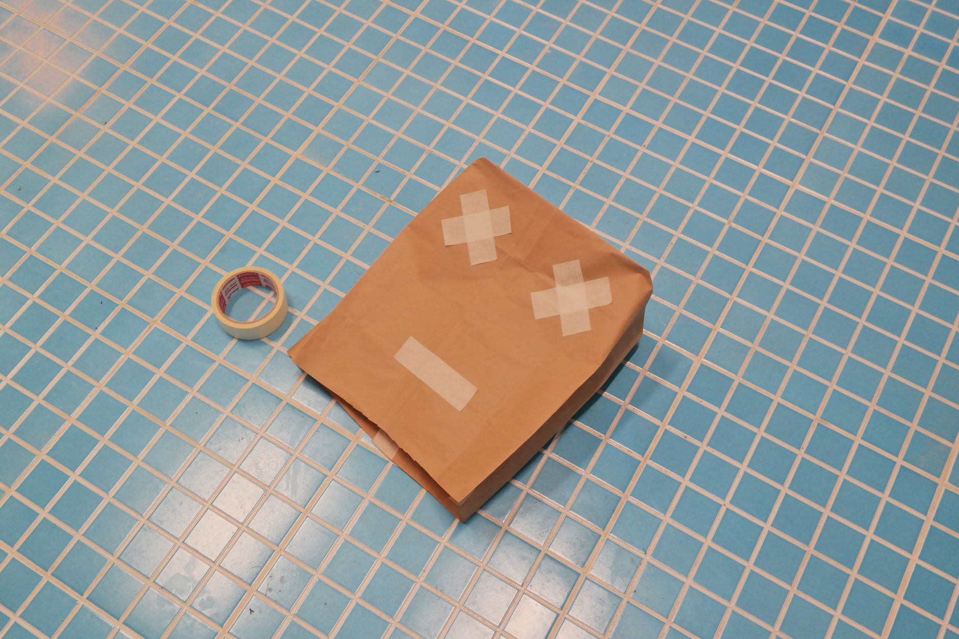 drill tile, masking tape, prevent walking, tile hole, pencil mark
