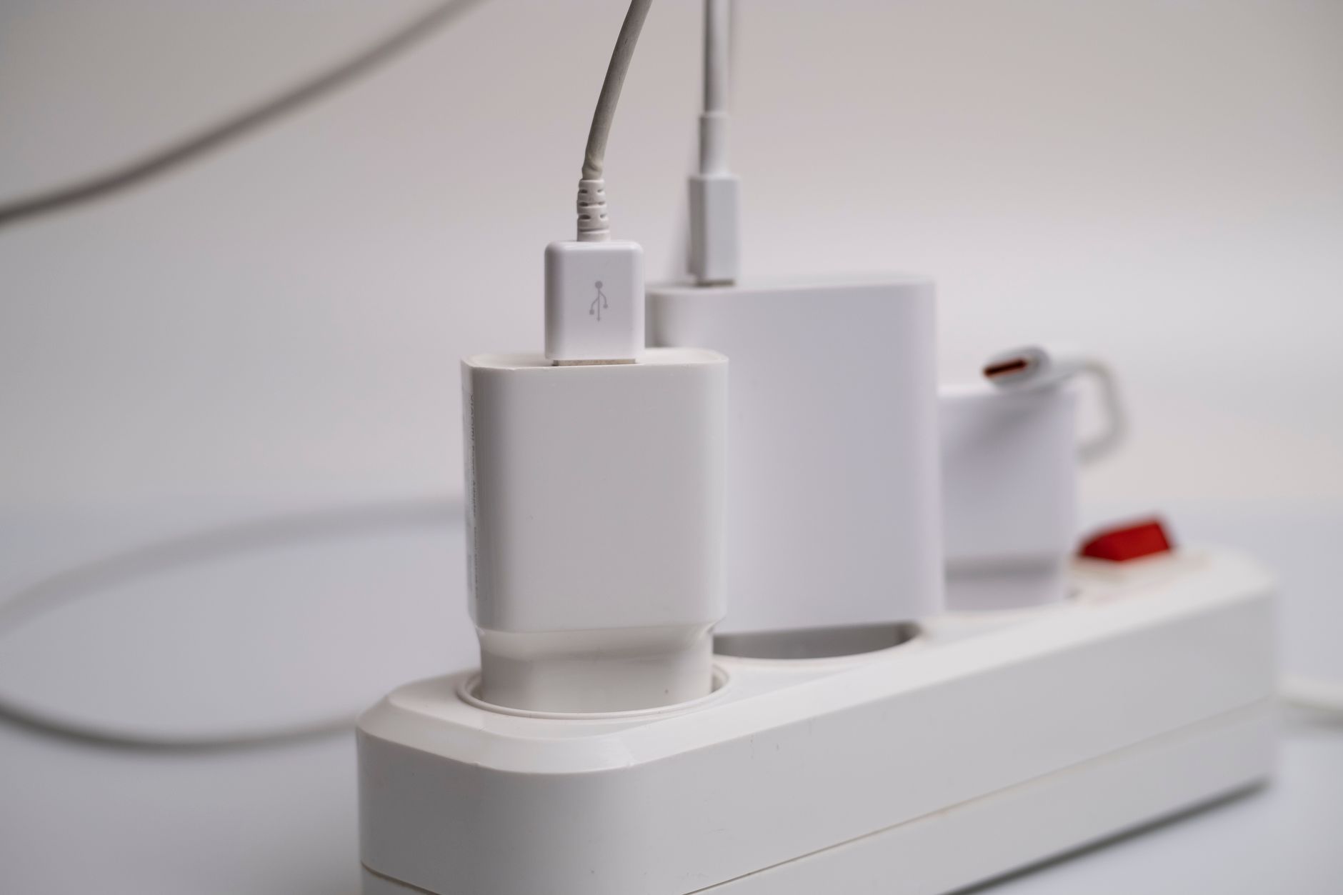power strip, surge protector, cable organizer, bedroom tech
