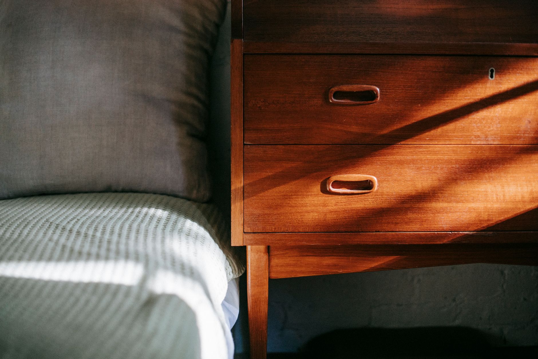 refinish furniture, thrift flip, nightstand, sanding, stain, hardware swap