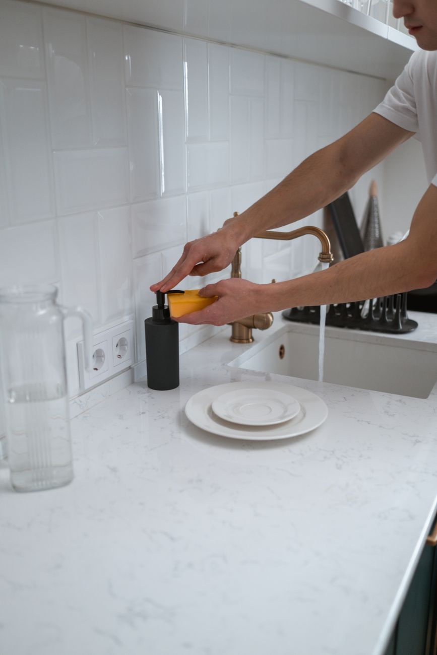 sticky residue, counter, clean, adhesive, kitchen