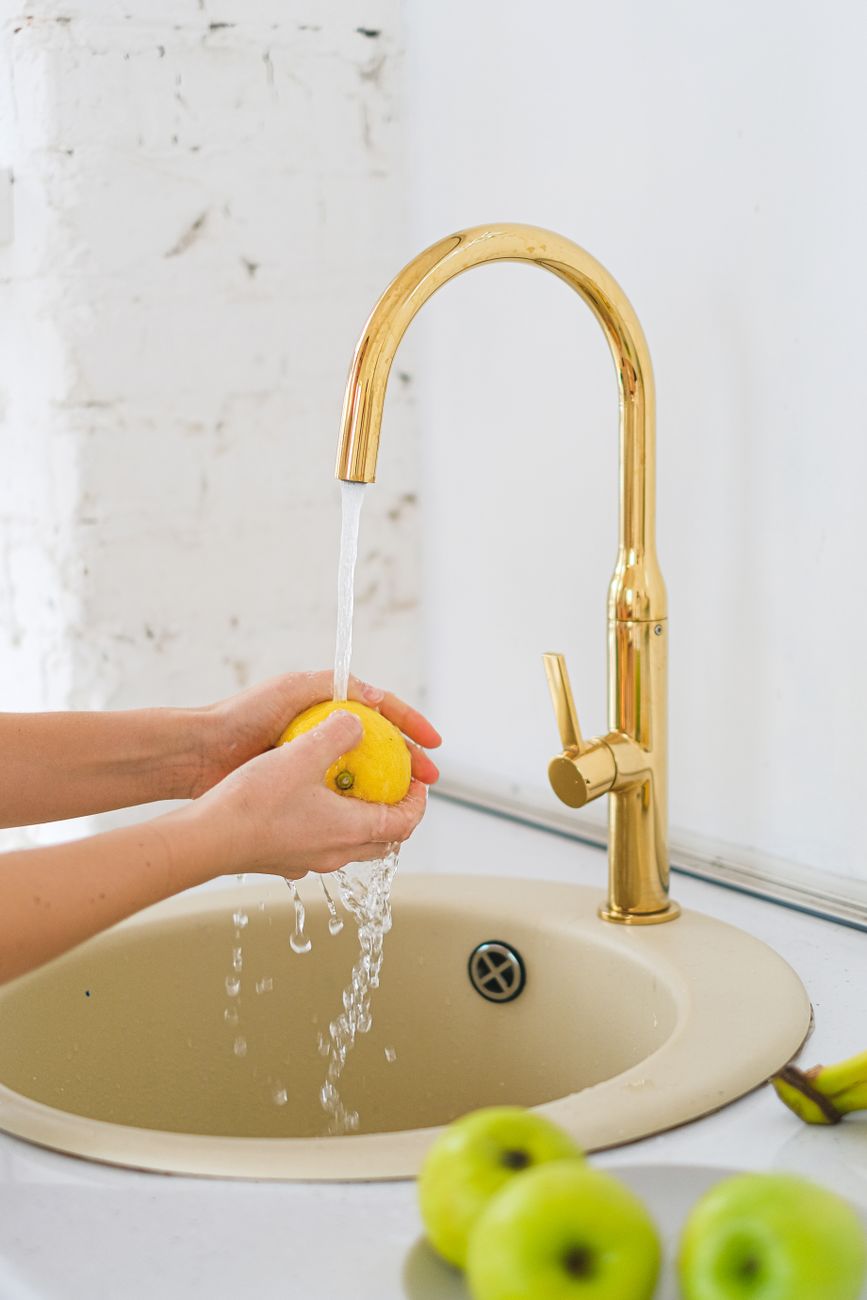 hard water stains, faucet cleaning, lemon descale, chrome fixtures, mineral buildup