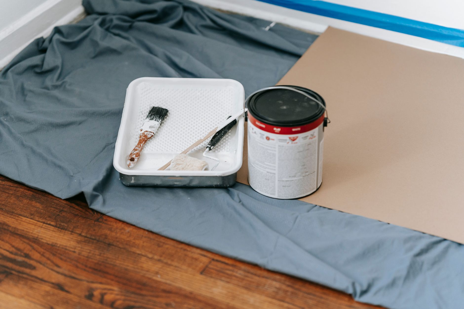 paint room, weekend project, painters tape, drop cloth, cutting in, trim