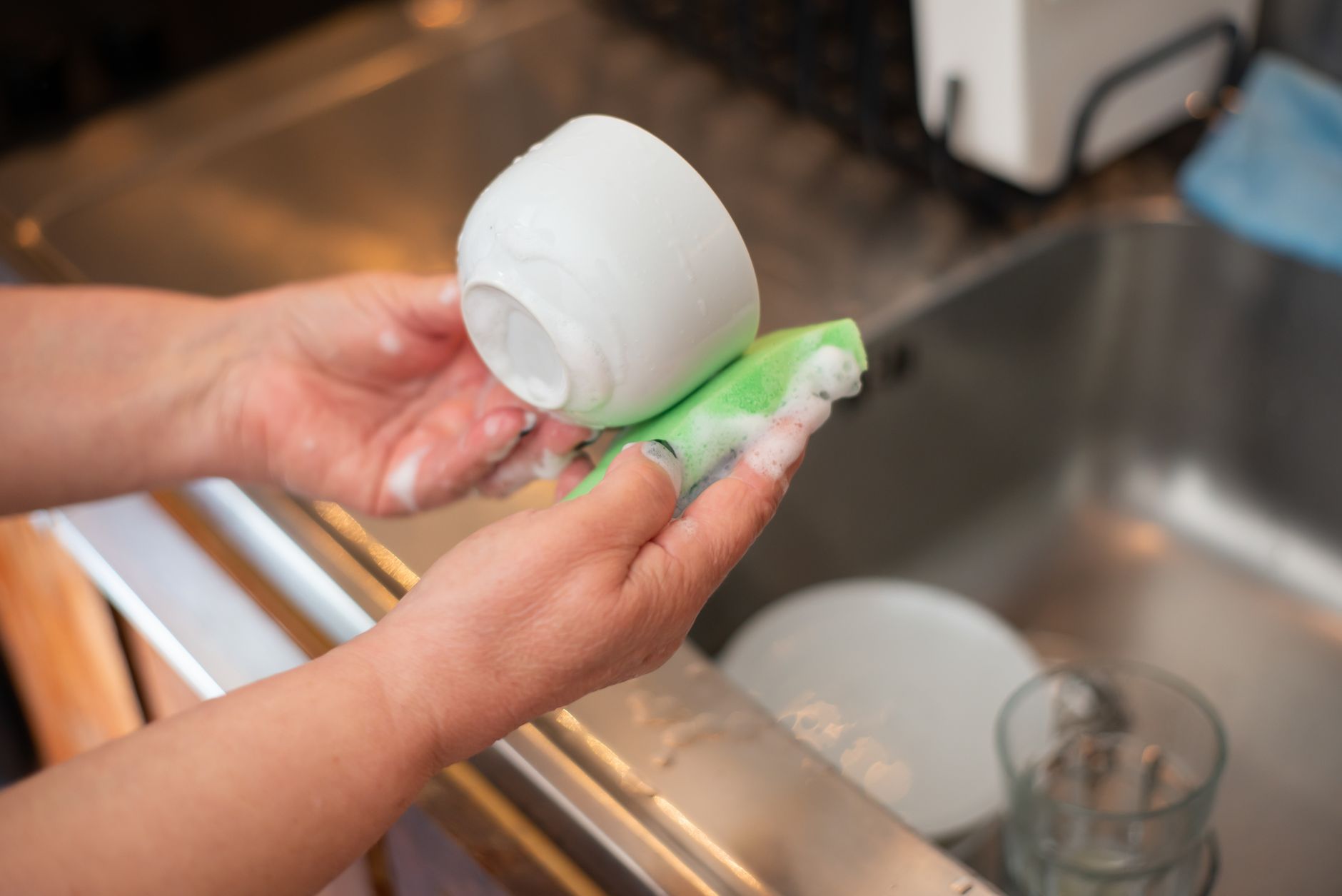 kitchen sponge, bacteria, microwave sanitize, dishwasher, replace weekly