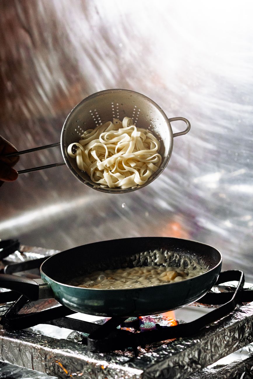 pasta stick, no clump, drain pasta, olive oil, noodles